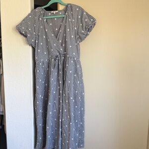 Madewell Black and White Checkered Midi Dress